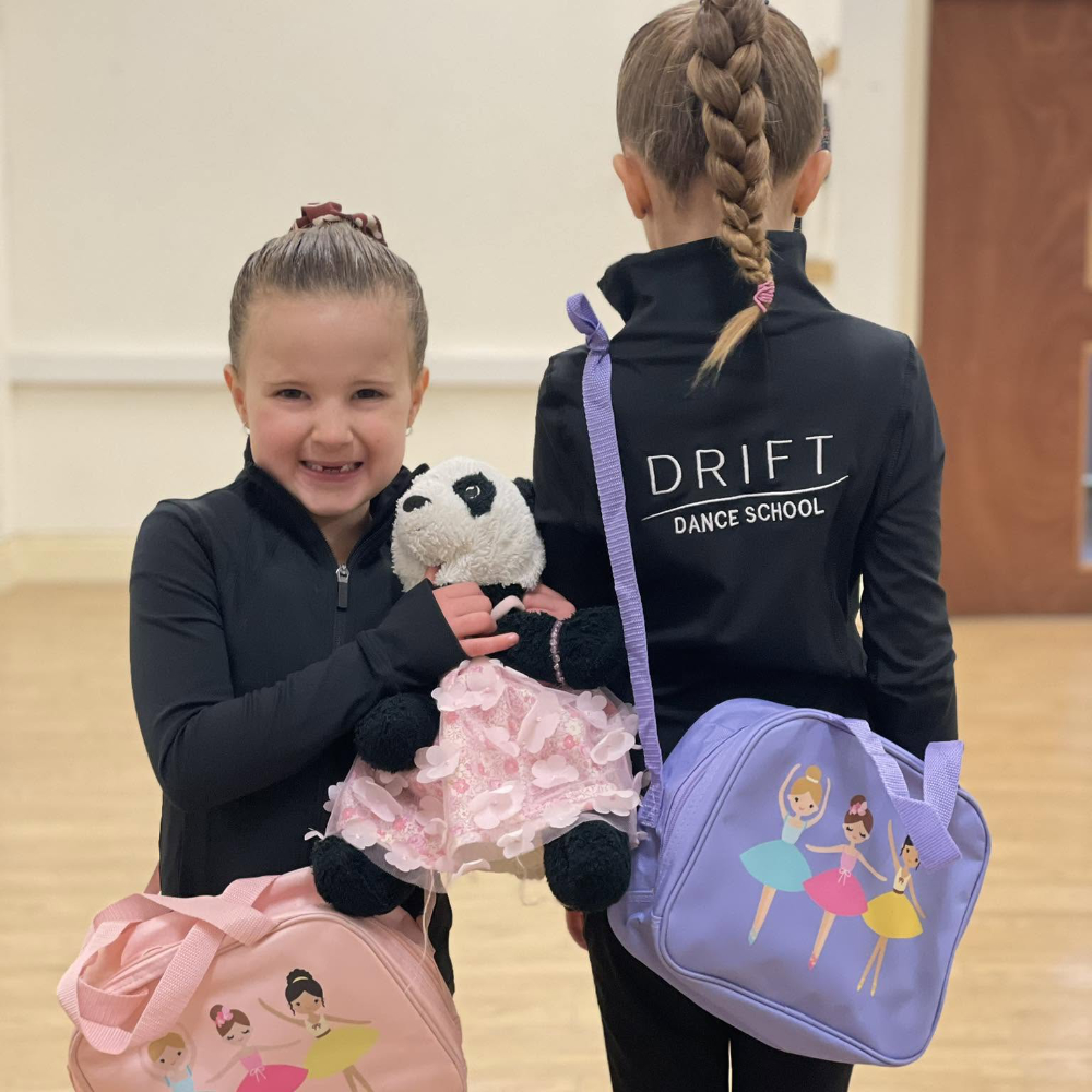 Two children sporting personalised dancewear.