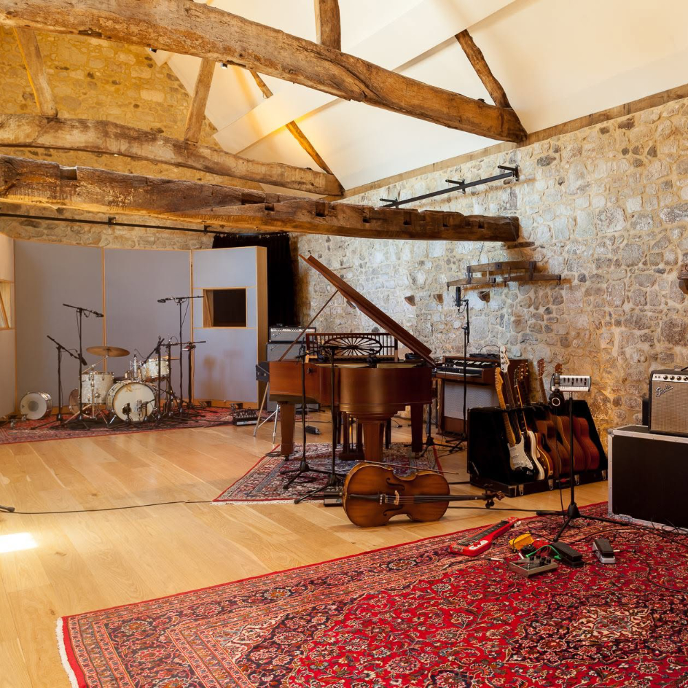 A music studio within a converted barn.