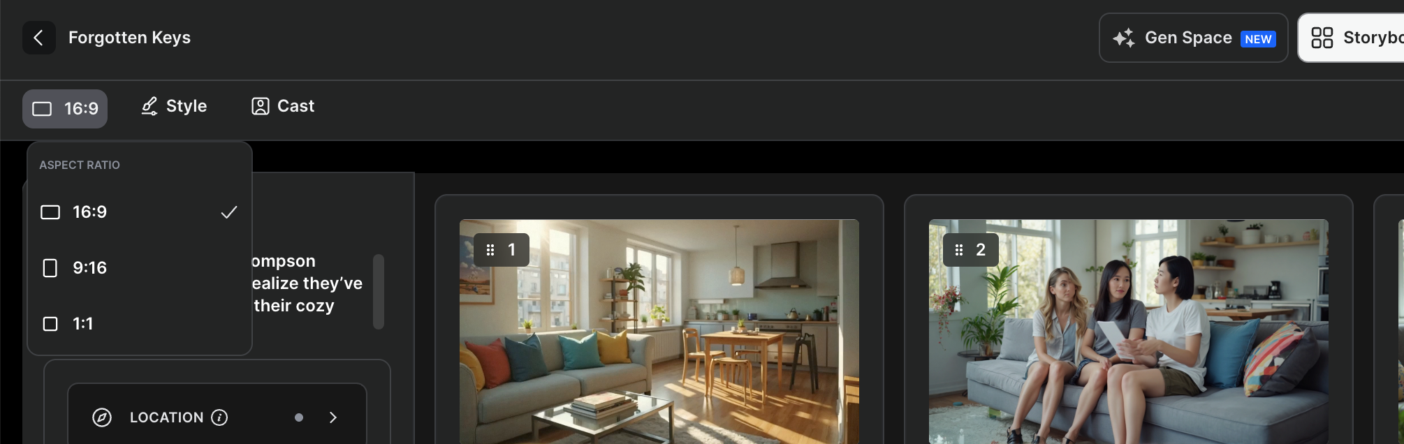 Change aspect ratio  in LTX Studio