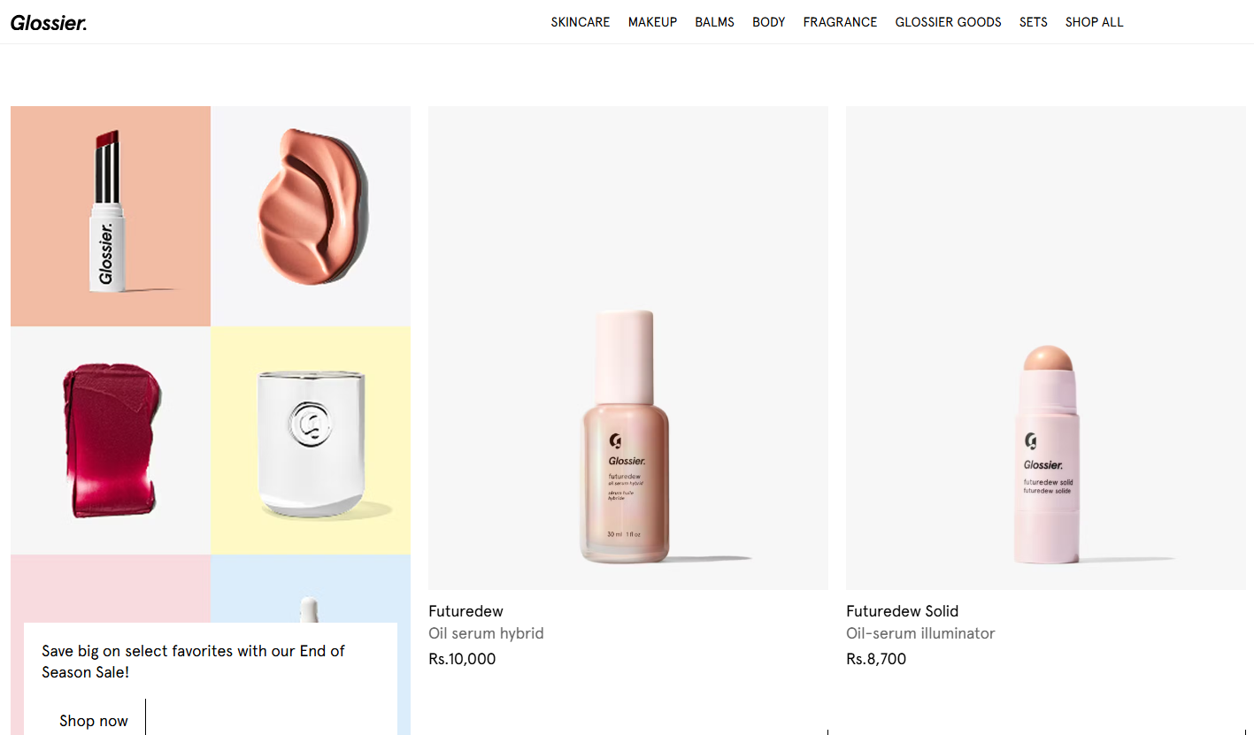 Glossier B2C product pages