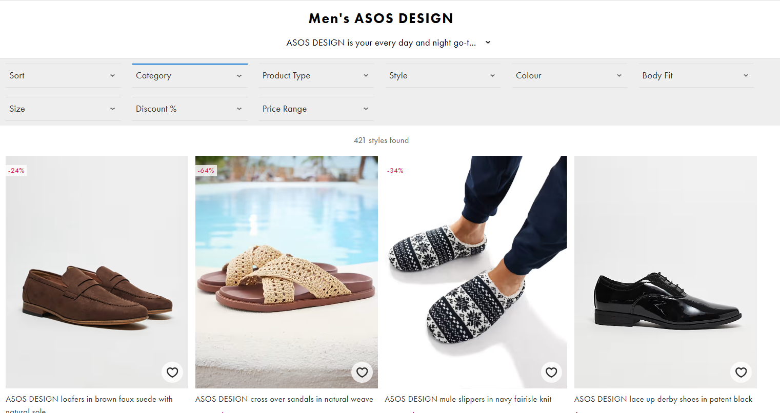 ASOS B2C product pages