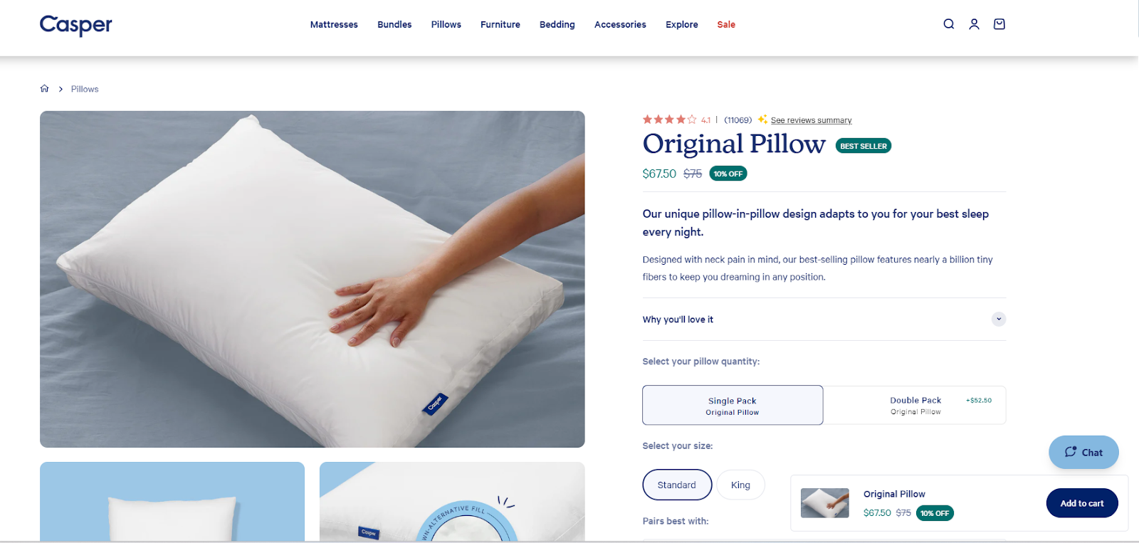 Casper B2C product pages