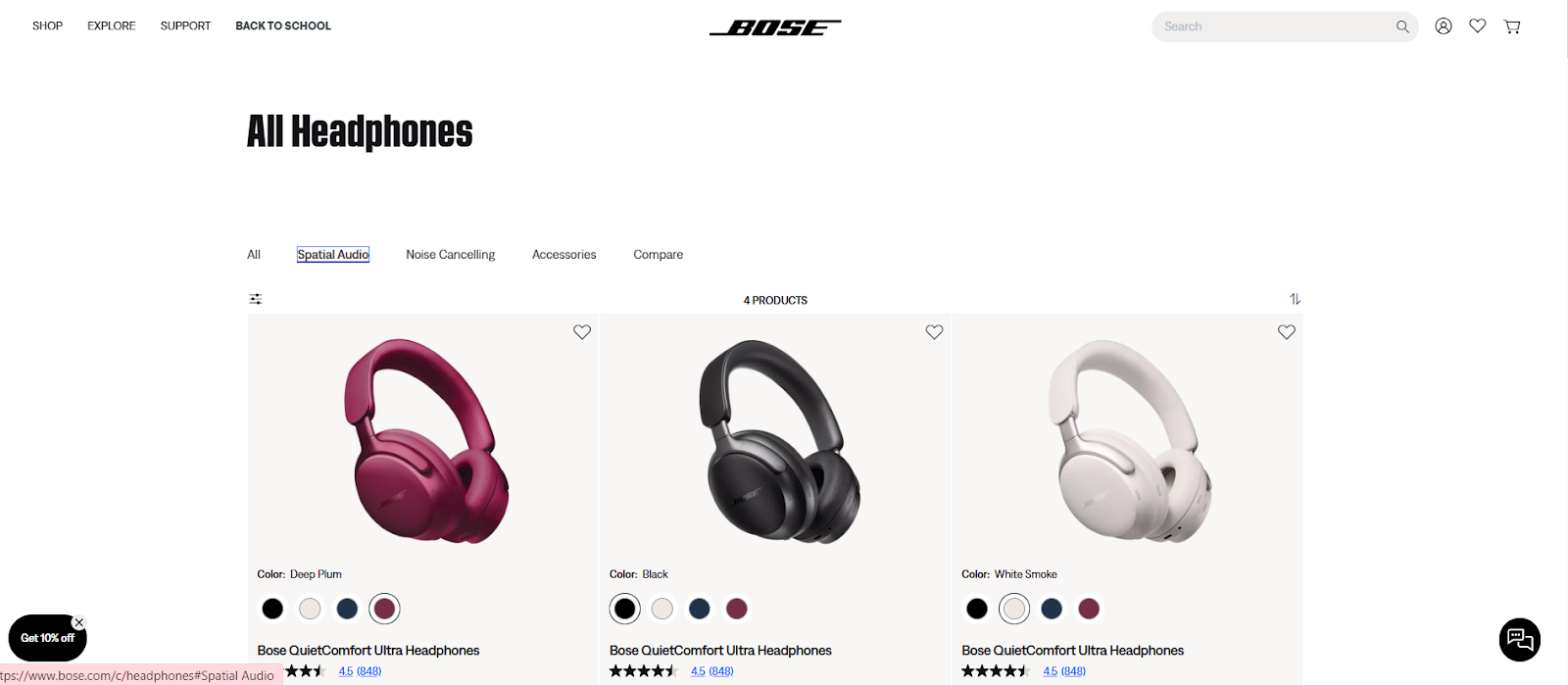 Bose B2C product page