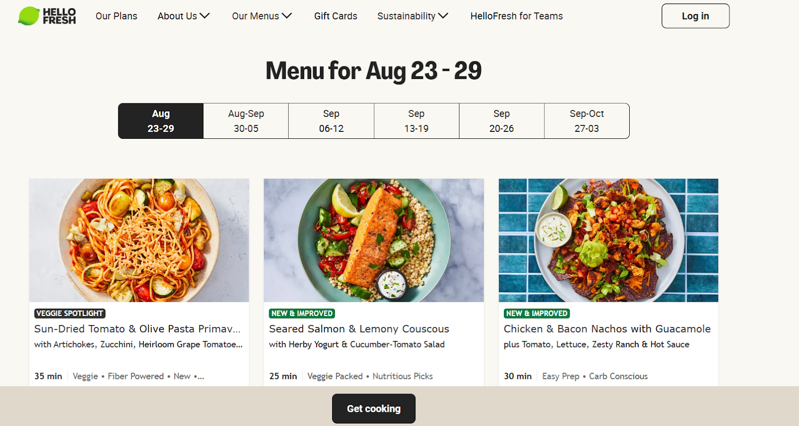 HelloFresh B2C product page