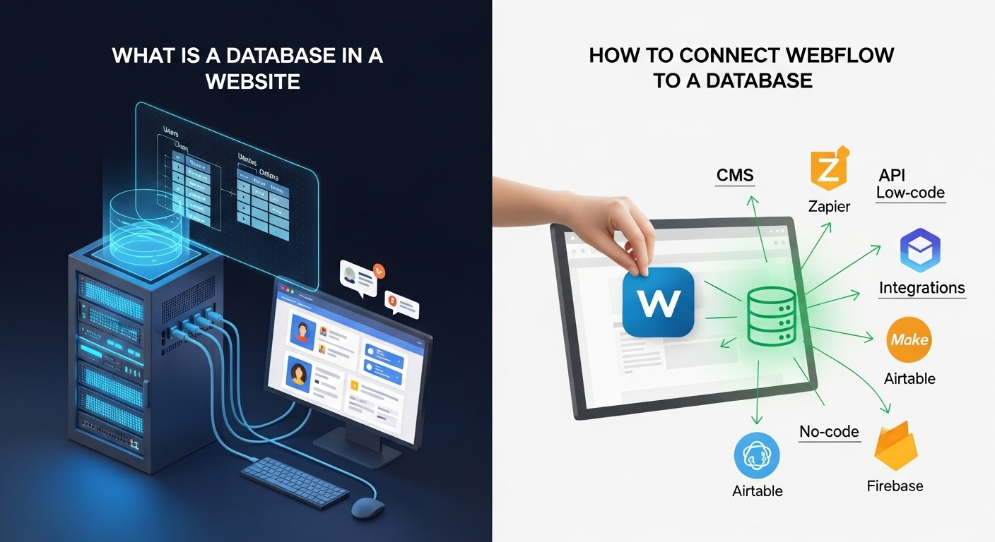 What is Database in a Website and how we can connect Webflow to a Database
