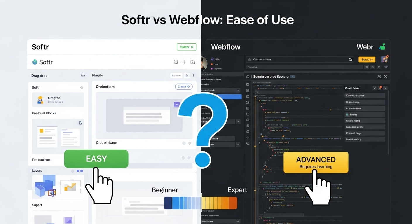 Softr vs Webflow Ease of Use