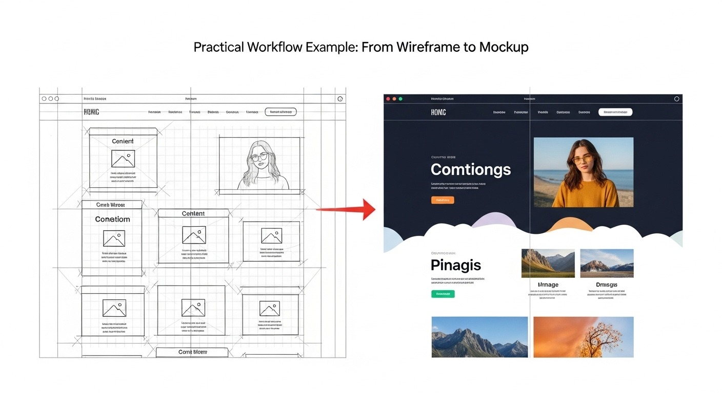 Practical Workflow Example From Wireframe to Mockup