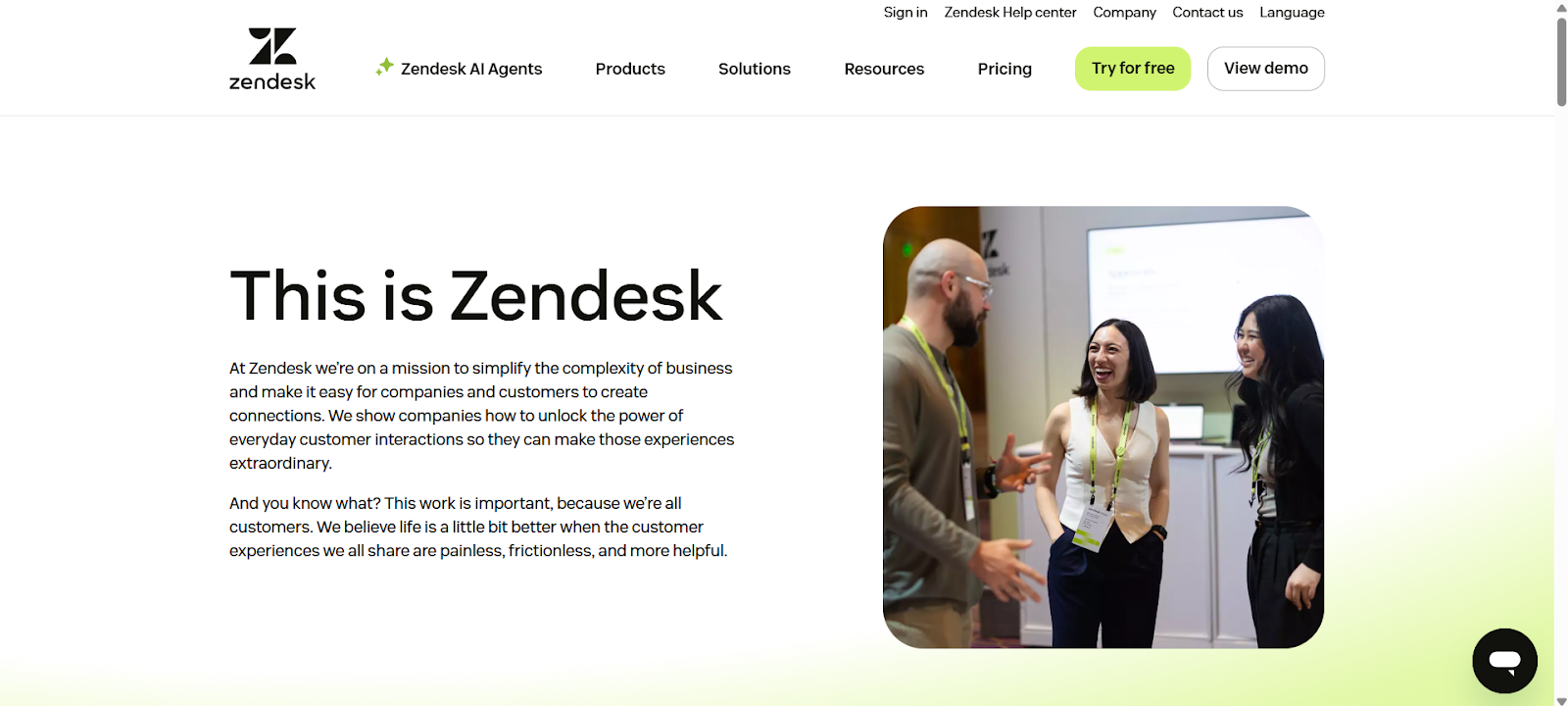Zendesk about us page
