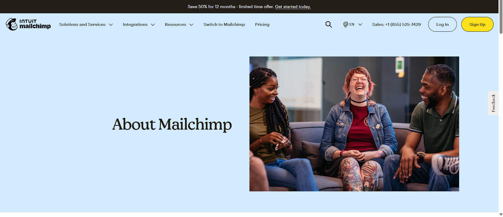 Mailchimp about us page
