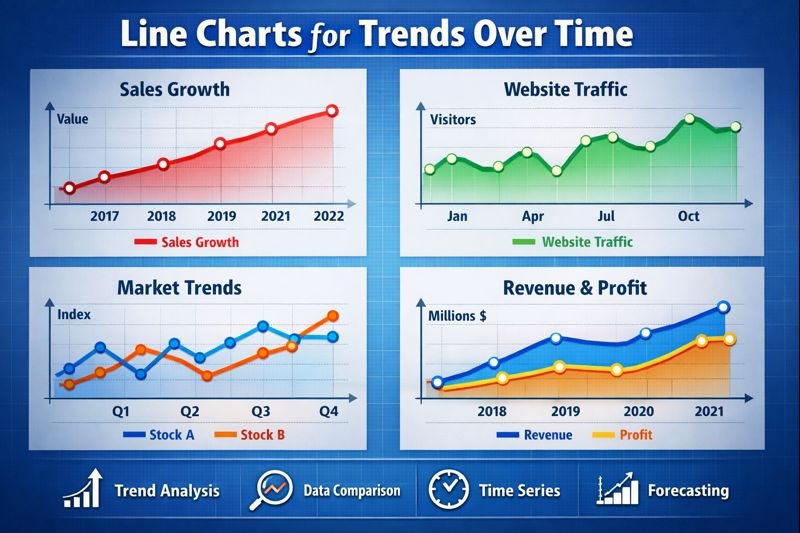 Line Charts for Trends Over Time