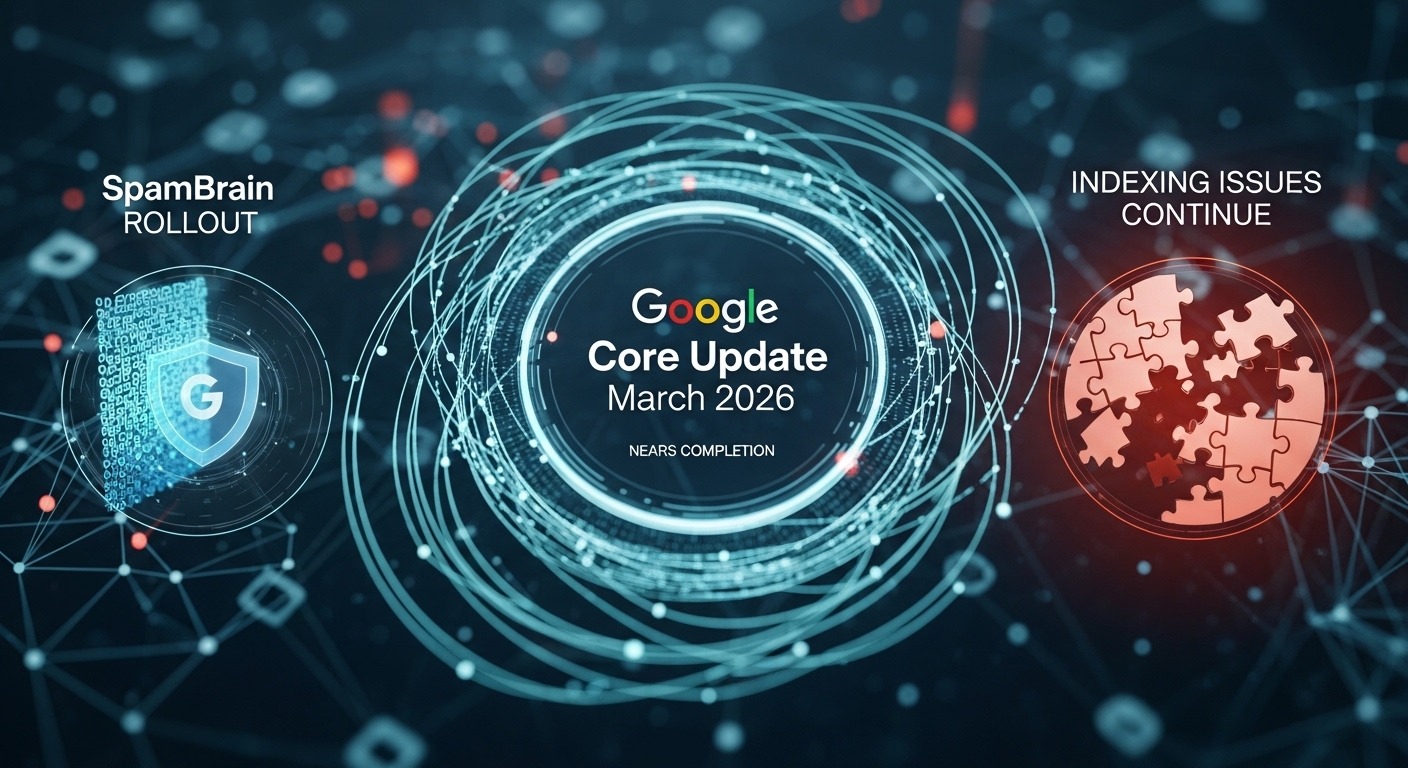 Google Core Update March 2026 Nears Completion After SpamBrain Rollout, Indexing Issues Continue
