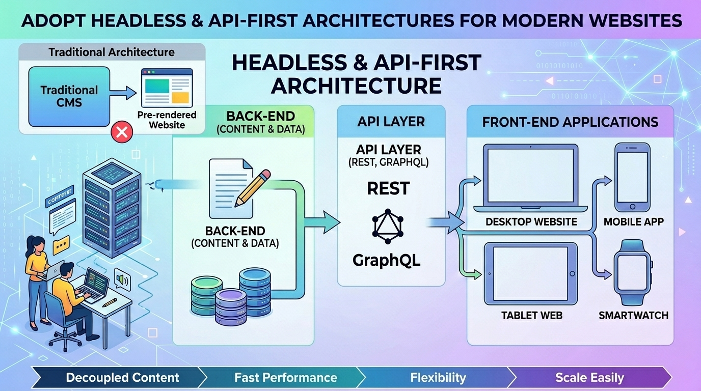 Adopt Headless and API-First Architectures for Modern Websites