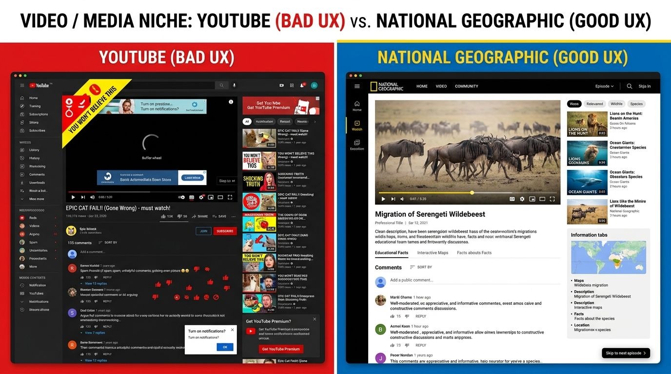 YouTube (Bad UX) vs National Geographic (Good UX) - 1K JPEG