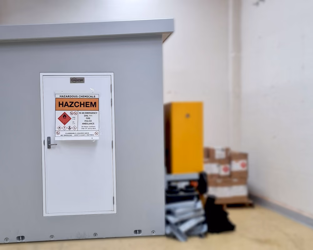 A chemical storage shed