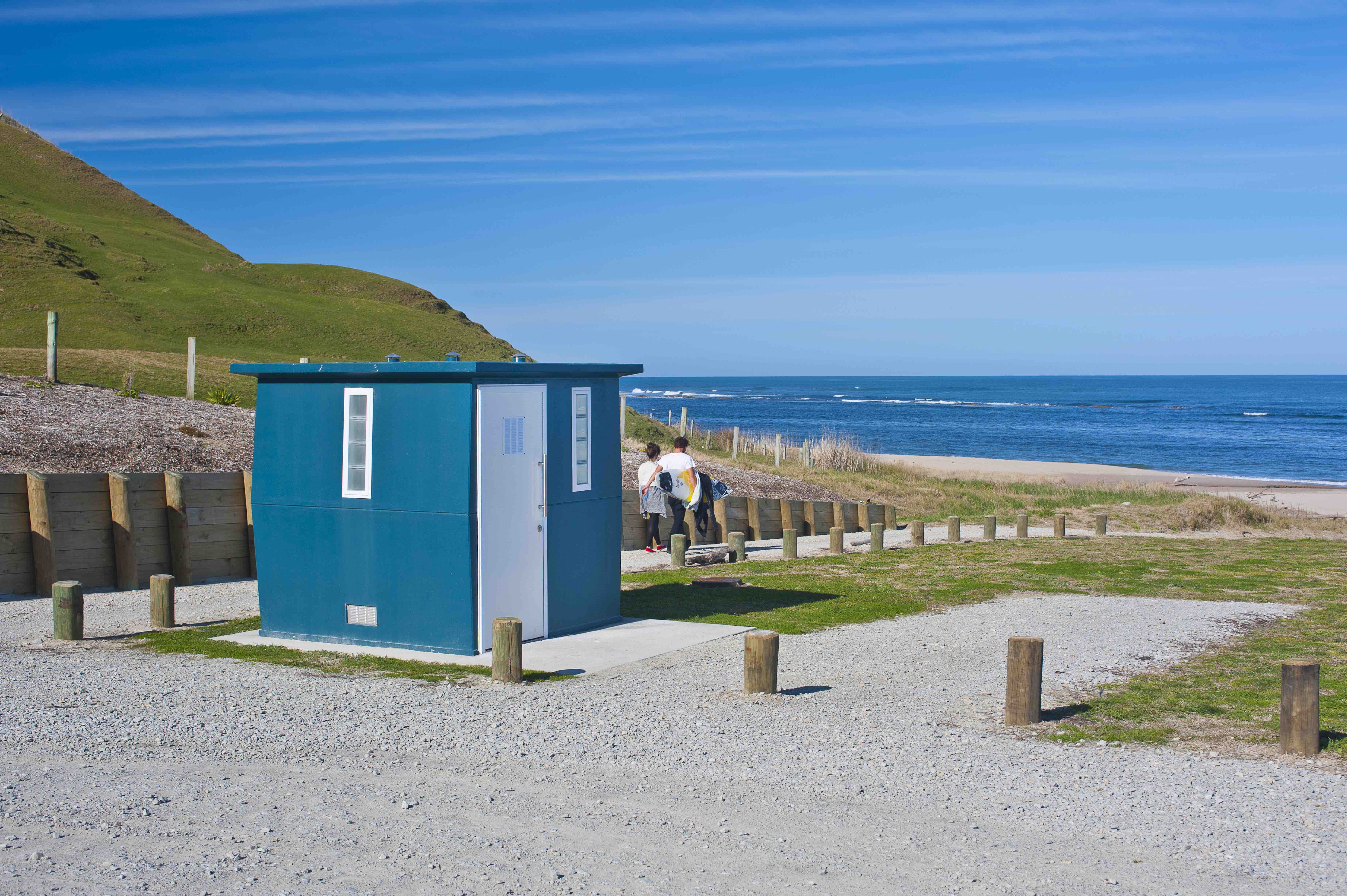 A durable precast concrete public toilet on the coast