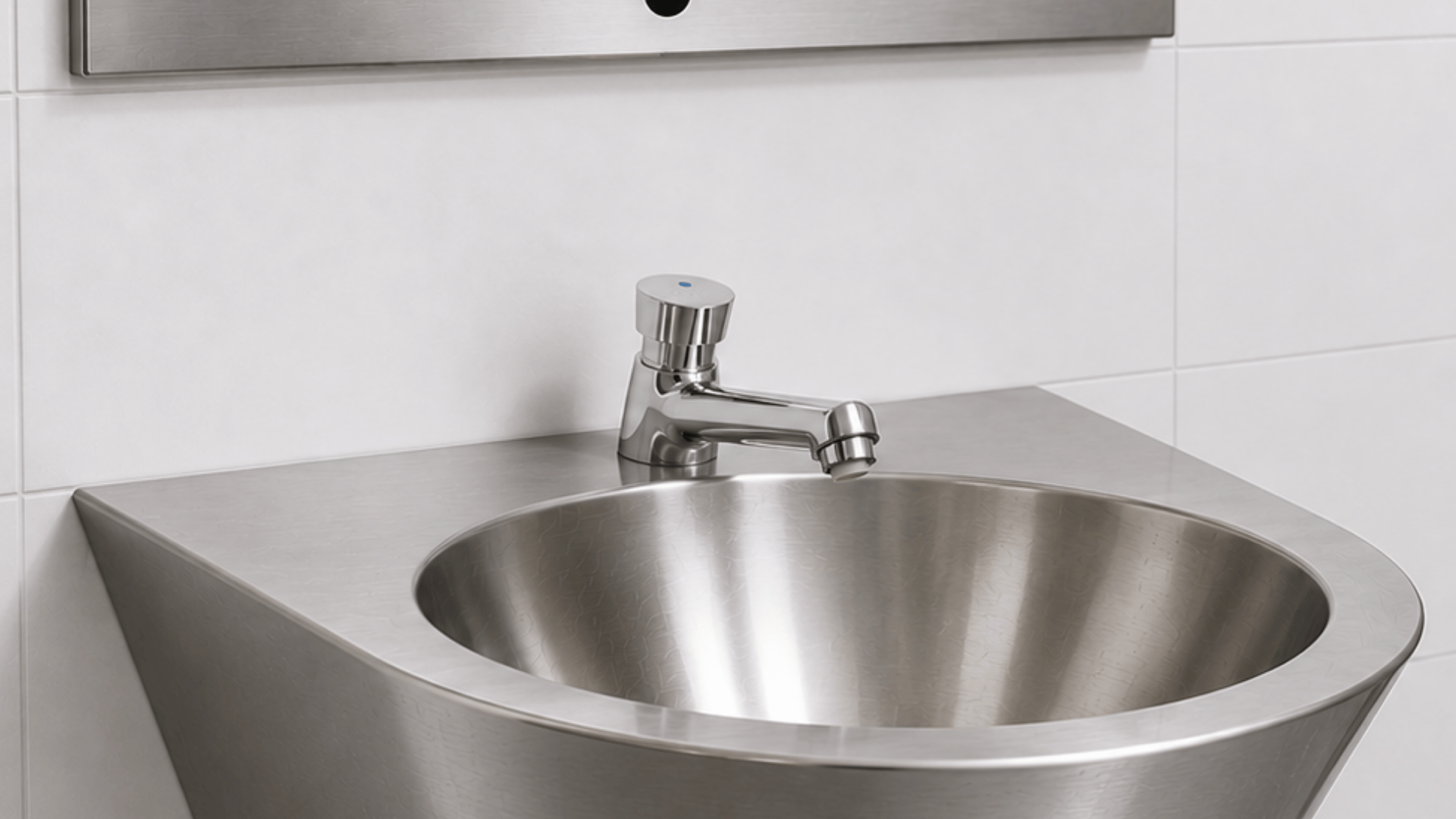 Stainless steel timed flow basin tap