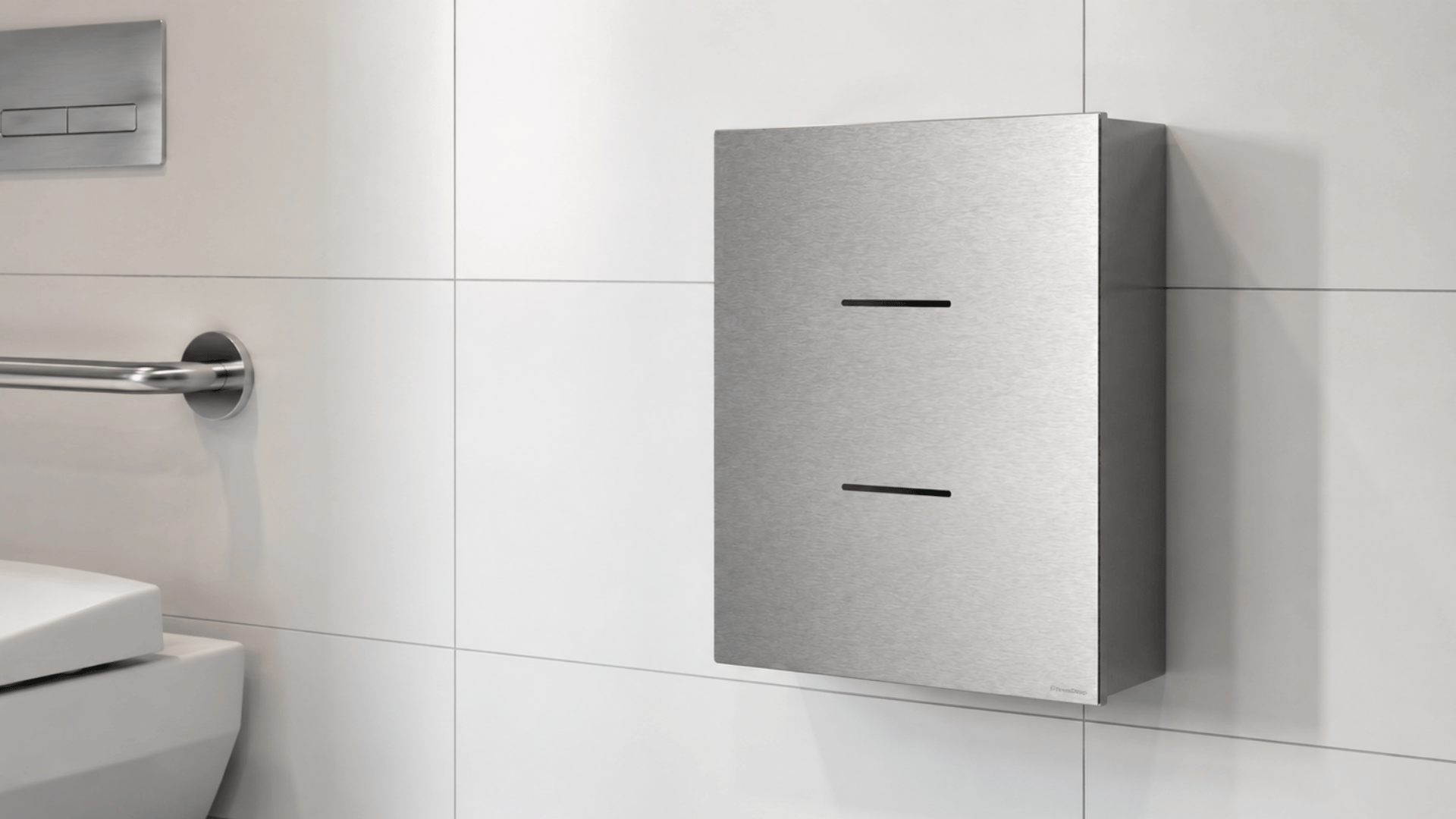 Double Jumbo Toilet Roll Dispenser, Stainless Steel, Surface Mounted, Front Service