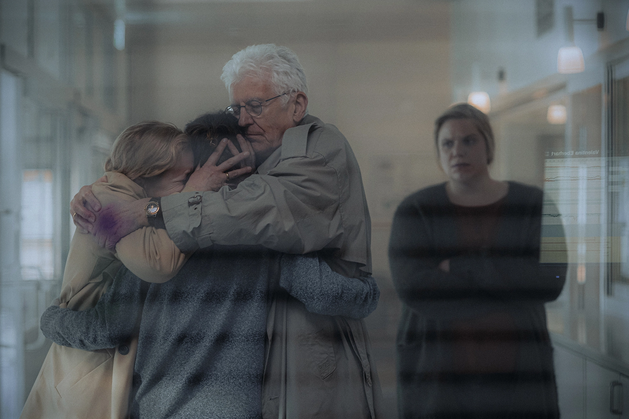 Nikolett Kustos photographed Film Still from movie Four Minus Three (Vier Minus Drei). A family is devastated in the hospital(actress Valerie Pachner and actress Stefanie Reinsperger)