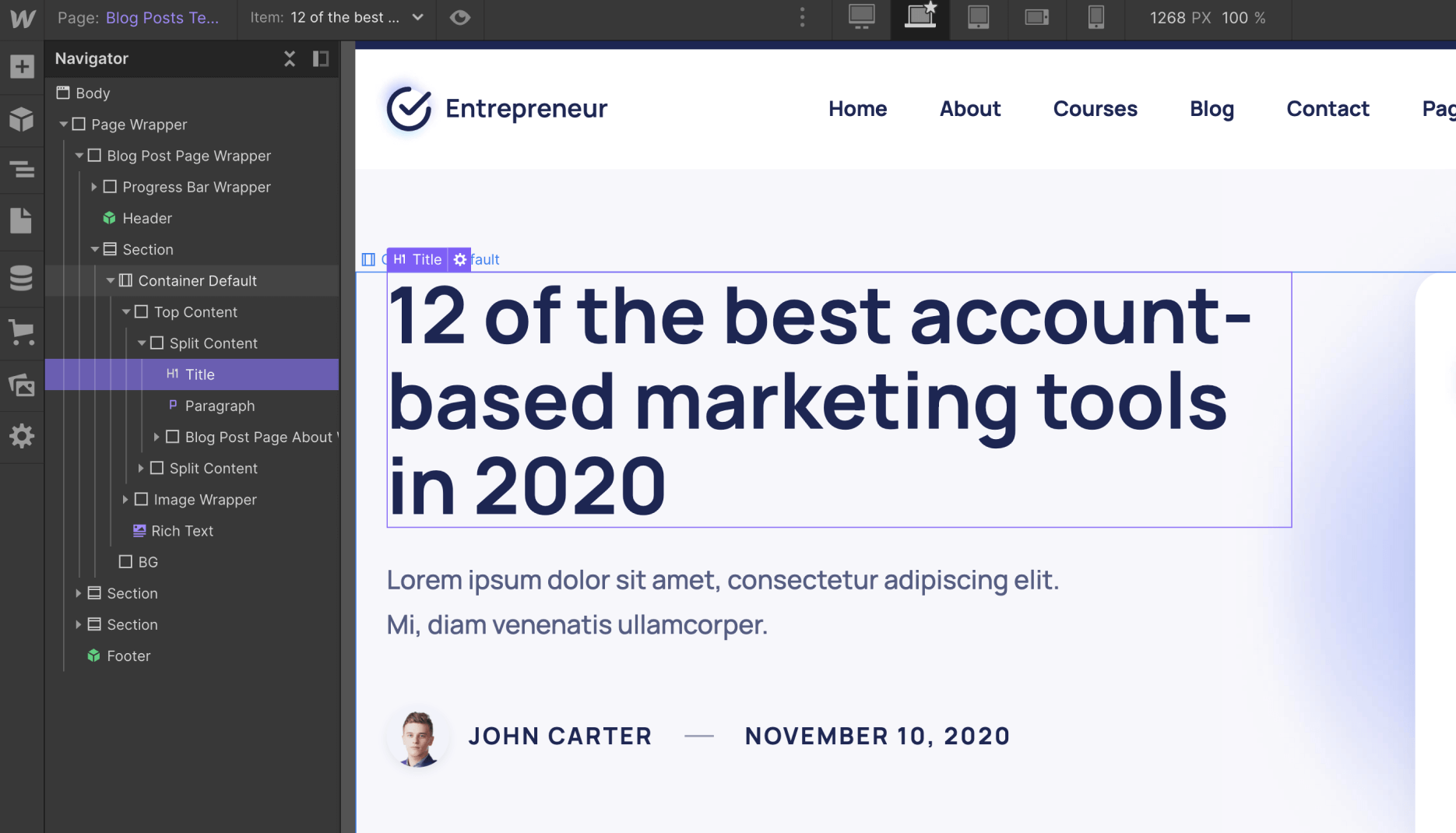 CMS Page - Entrepreneur Webflow Template