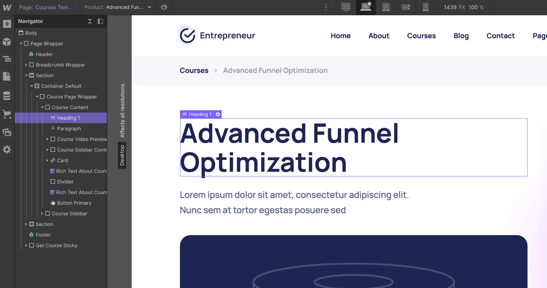 eCommerce Page - Entrepreneur Webflow Template