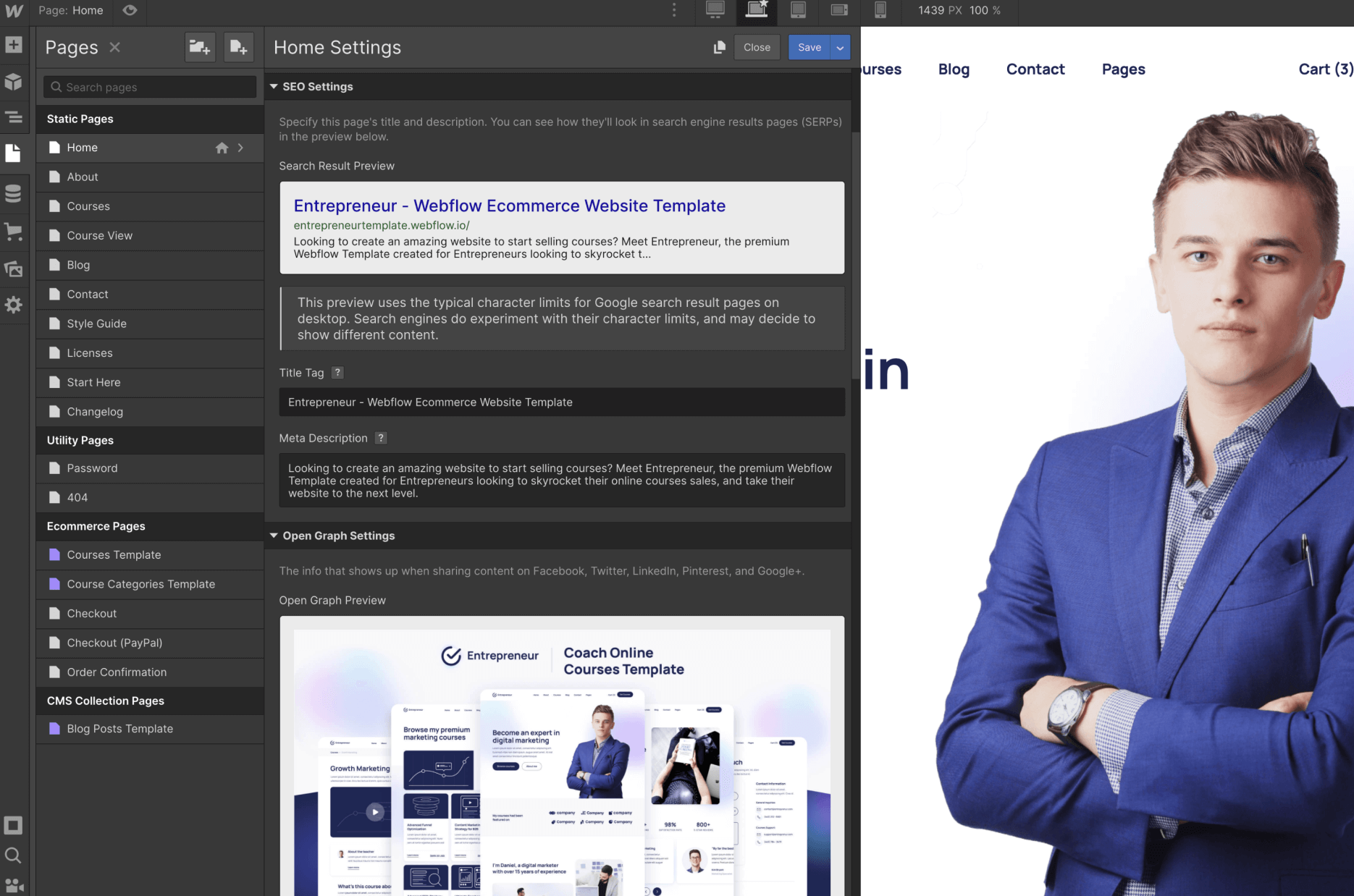 SEO - Entrepreneur Webflow Template