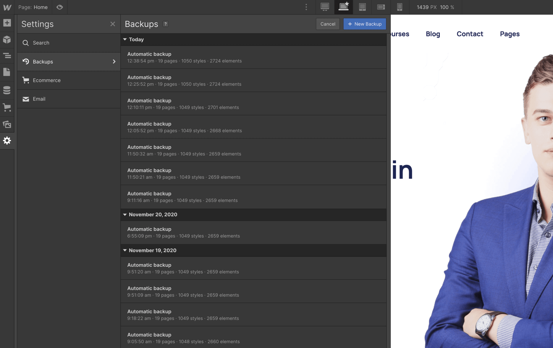 Backups - Entrepreneur Webflow Template