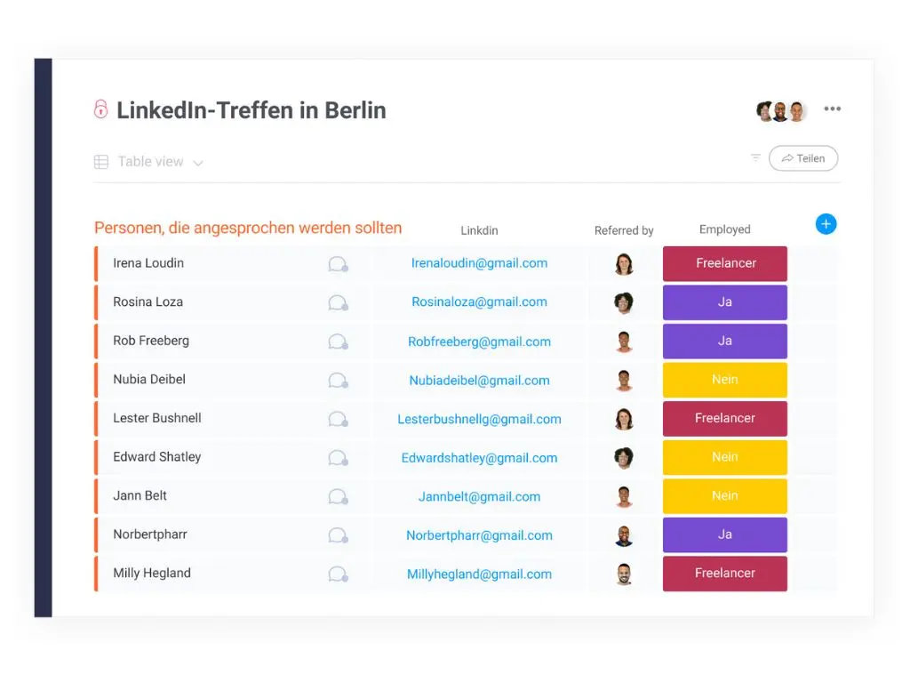 monday.com HR Recruiting Board für potenzielle Mitarbeiter
