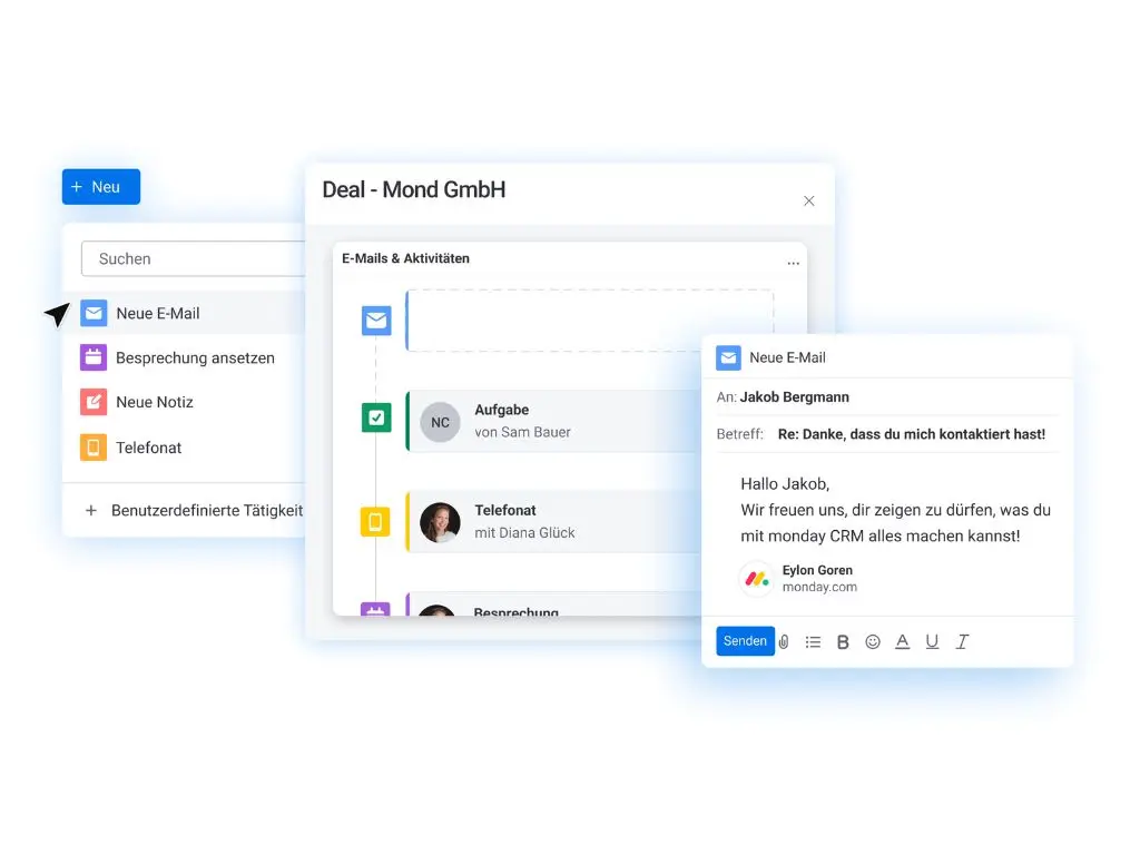 monday CRM Deals Übersicht