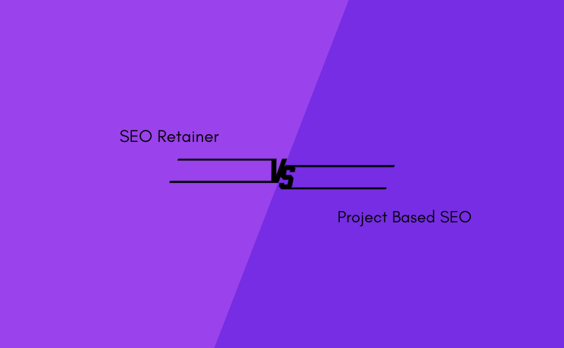 SEO Retainer vs Project-Based SEO comparison graphic.