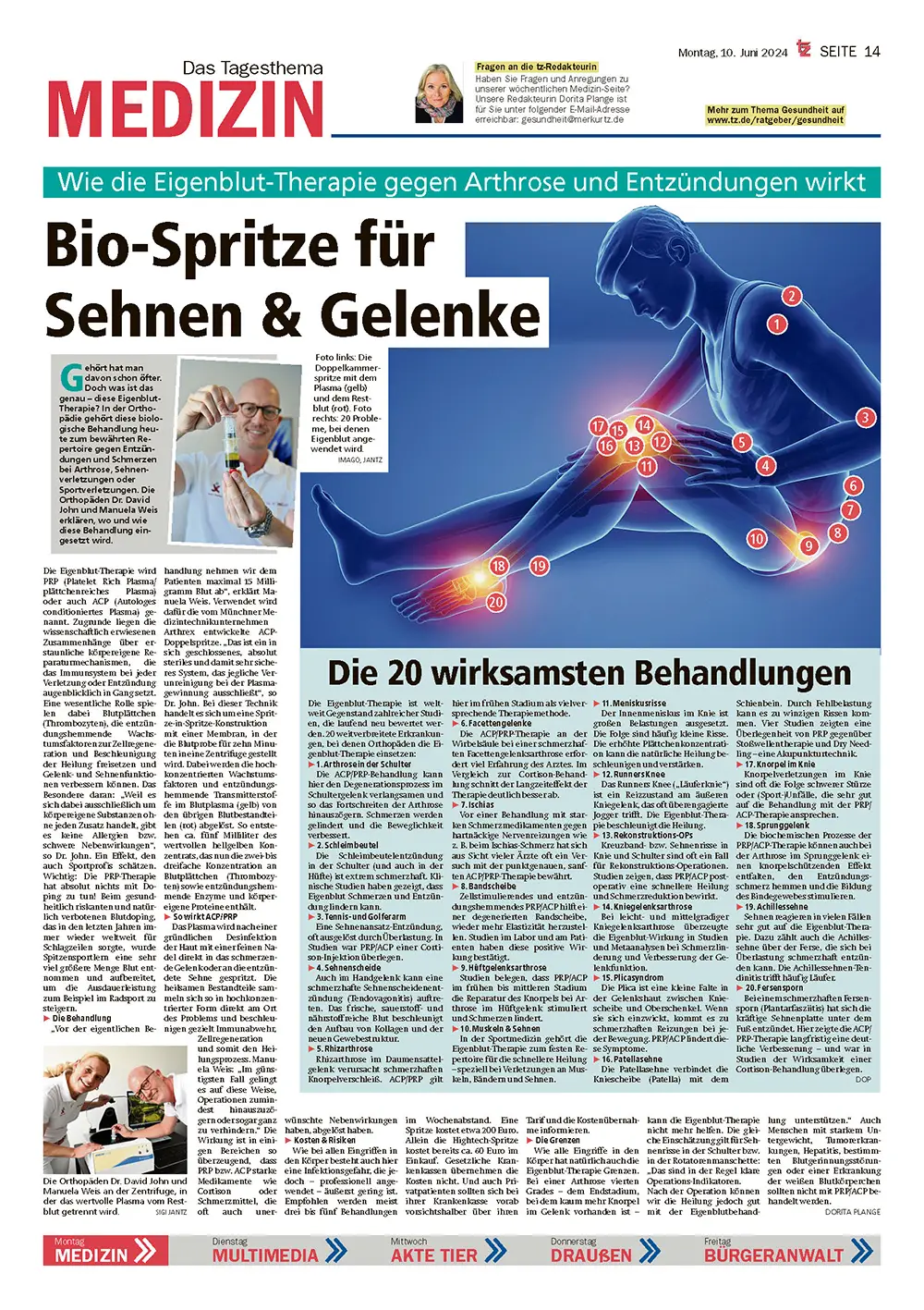 TZ Artikel: Bio-Spritze für Sehnen & Gelenke