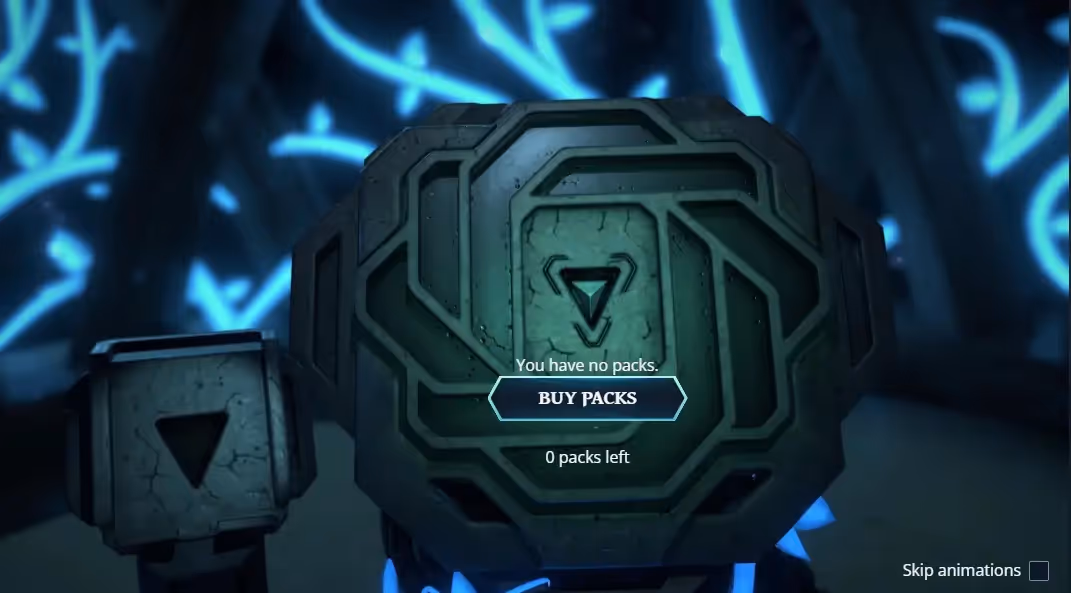 Buy Packs screen