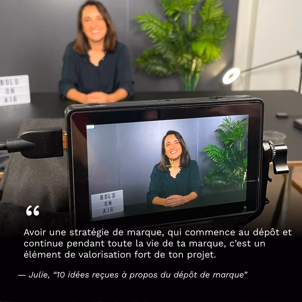 Julie, avocate BOLD, en tournage BOLD On Air sur la stratégie de marque