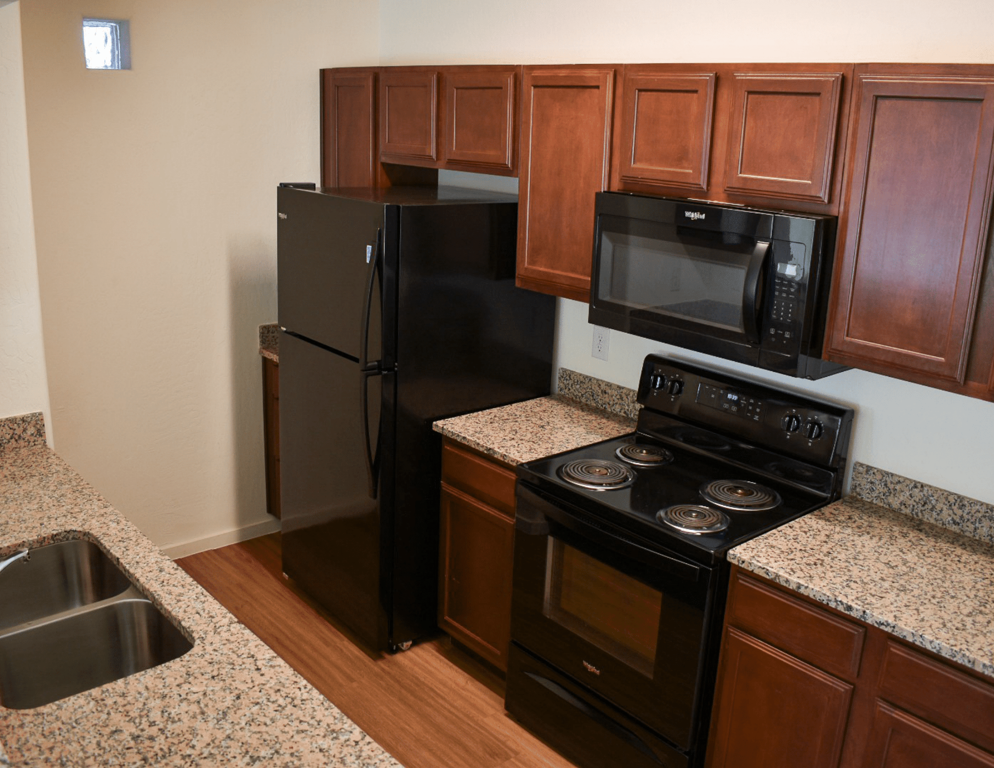kitchen with black appliances