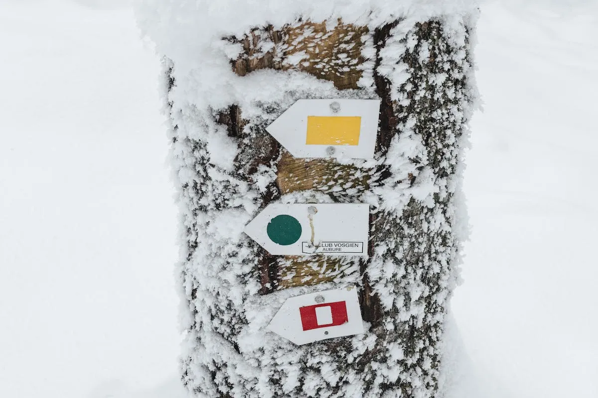 Signalisation de raquettes dans les Vosges.