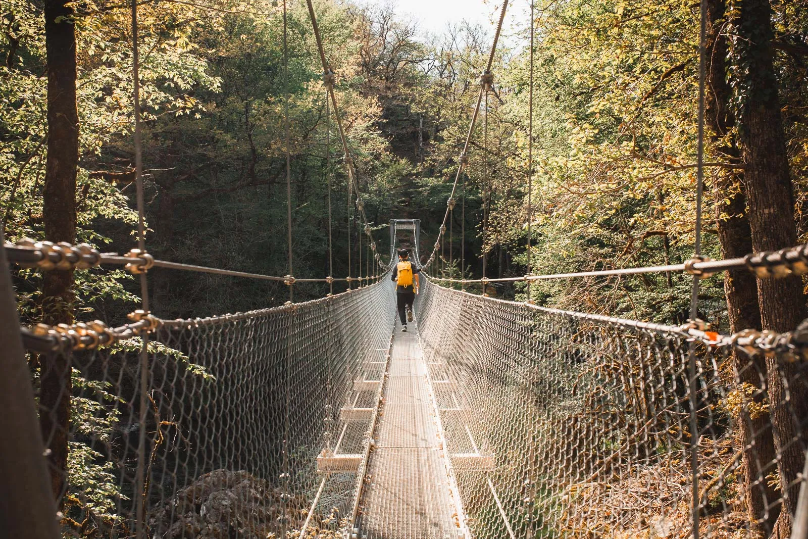 Pont de singe traversé lors de notre randonnée dans les gorges de l'Auvézère.