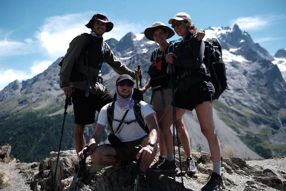 L'équipe : PA, Antoine, Cécile et Laurine devant la Meije
