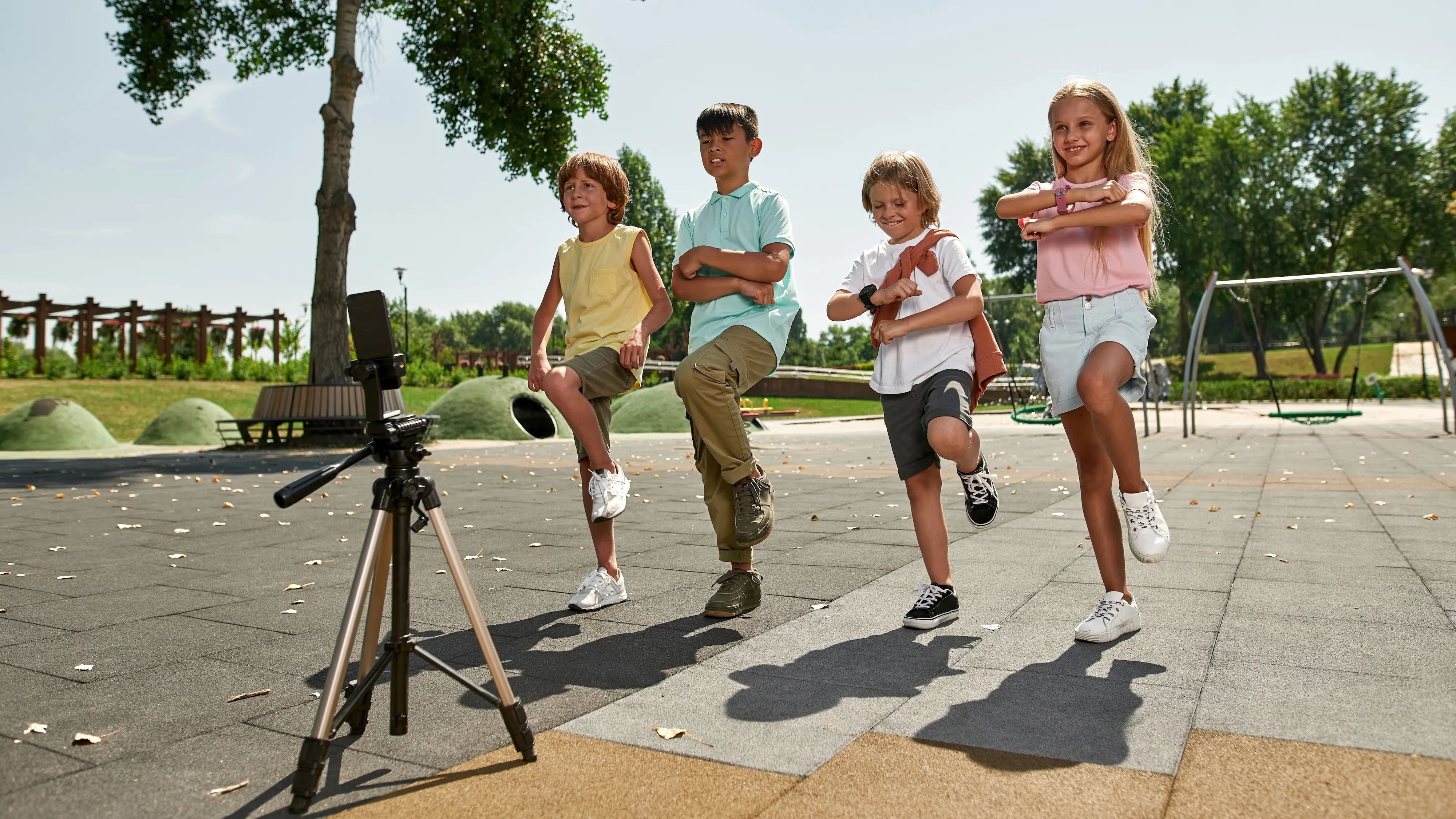 Generation Alpha filming a dance video