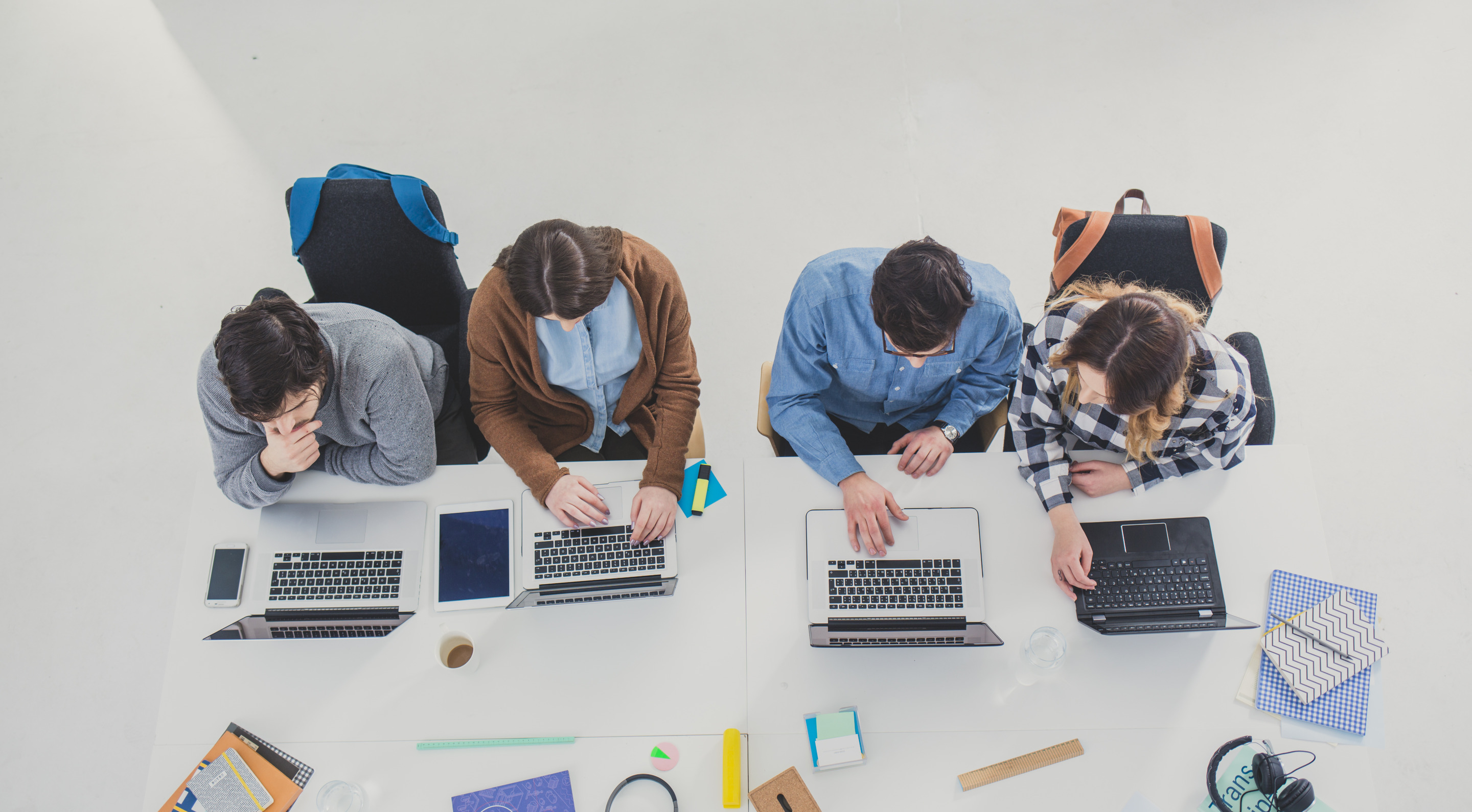 Students studying on personal devices