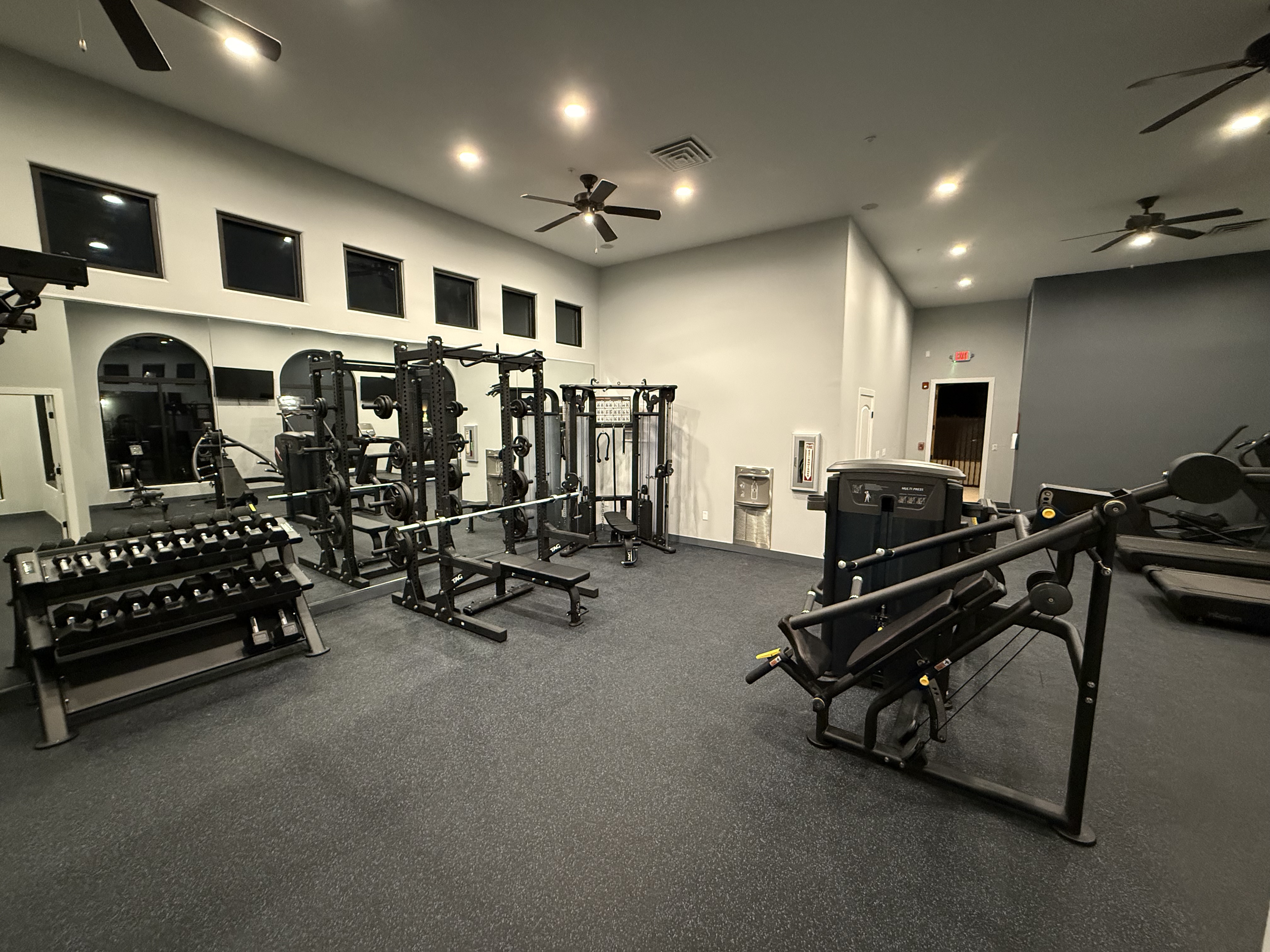 Brand new fitness center with all black equipment