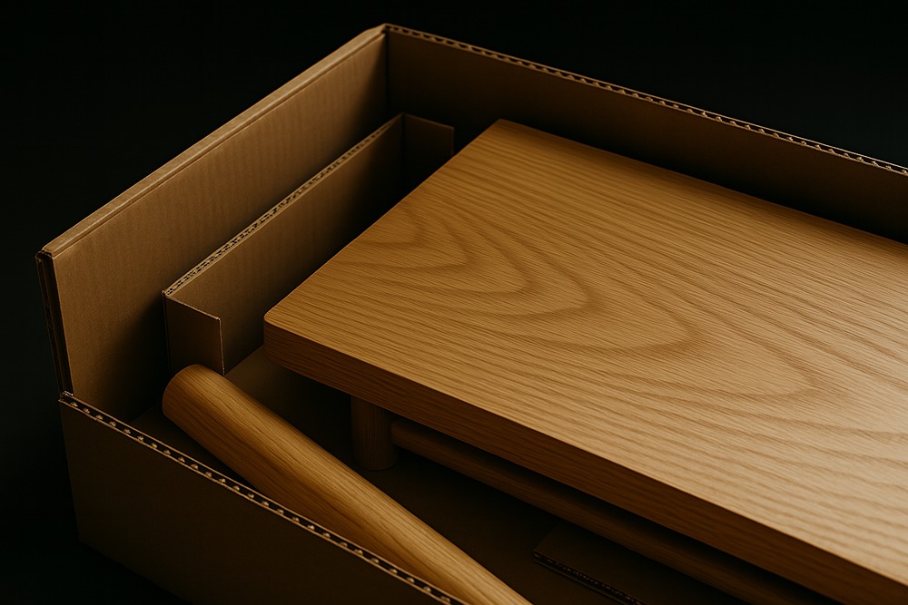 Furnilo custom wooden table delivery - professional in-room service with assembly and packaging removal