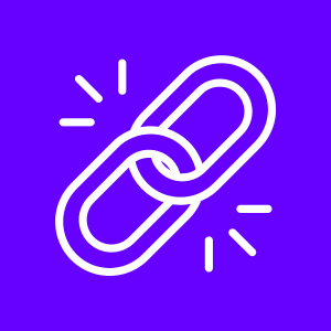 white link icon with purple background