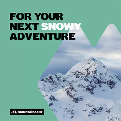 Social media post of snowy mountain.