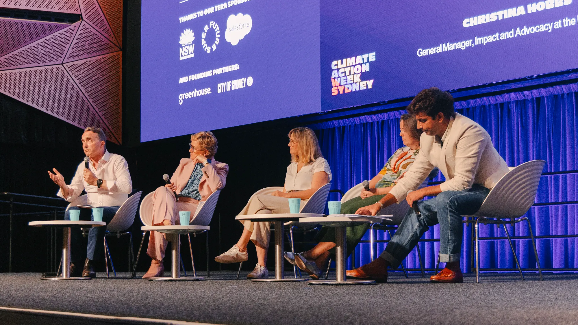 Panel discussion on stage at Climate Action Week Sydney