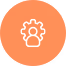 Person silhouette in front of gear icon