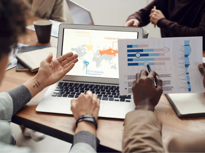 People analyzing data in an office