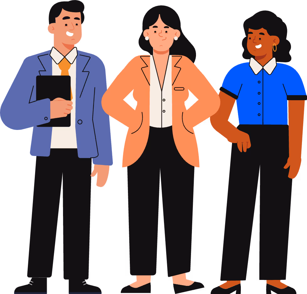 Three business people