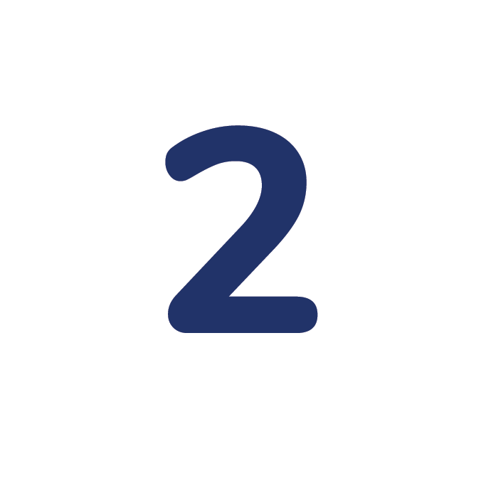 Large navy blue number 2 centered on a white background.