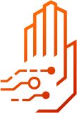 An icon of a hand with ai circuits running through and into it.