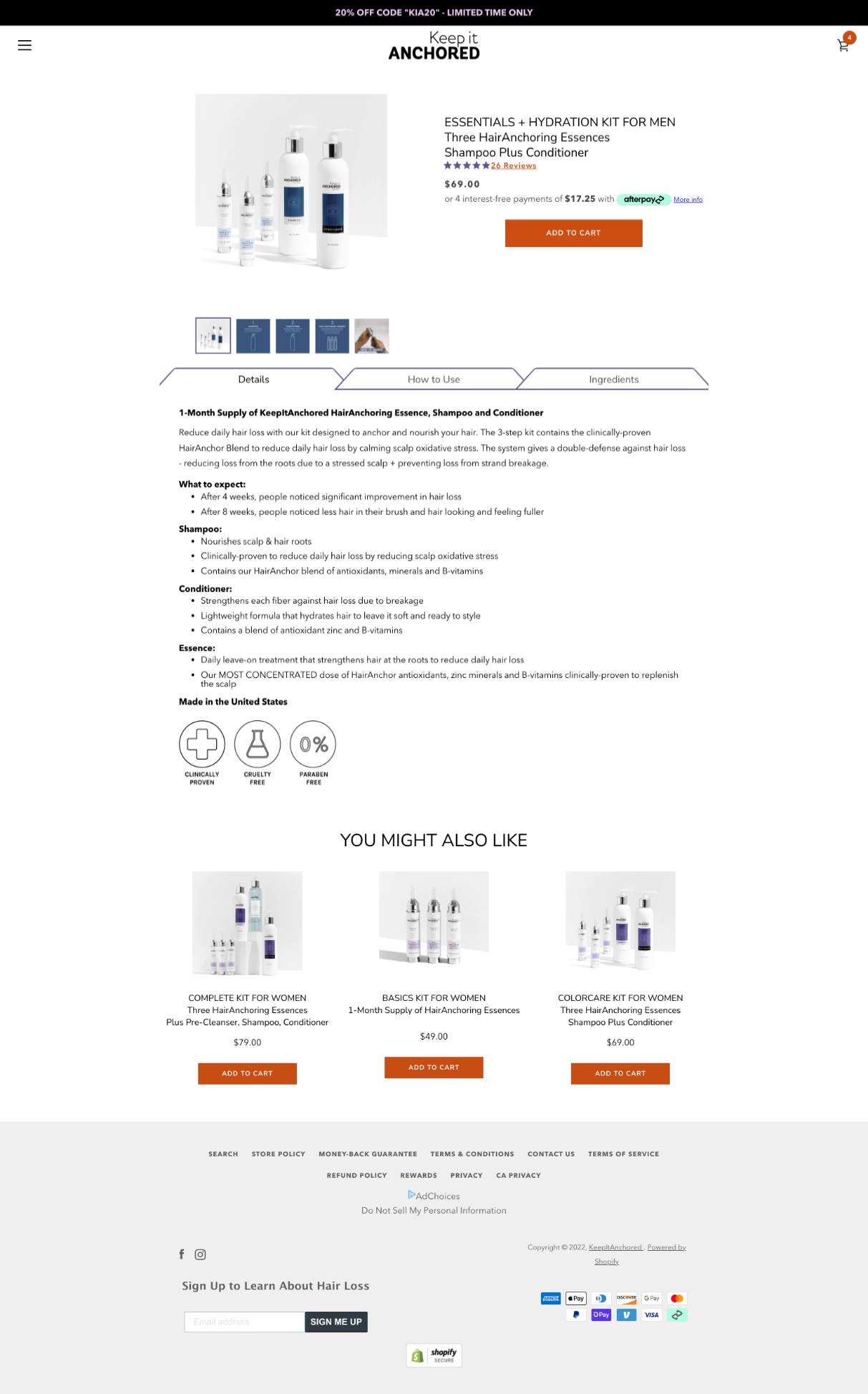 old desktop keep it anchored product page design