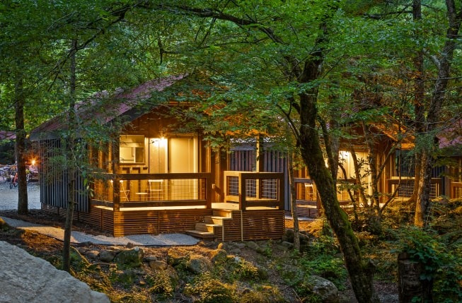 Family Glamping tent with cosy furnishings
